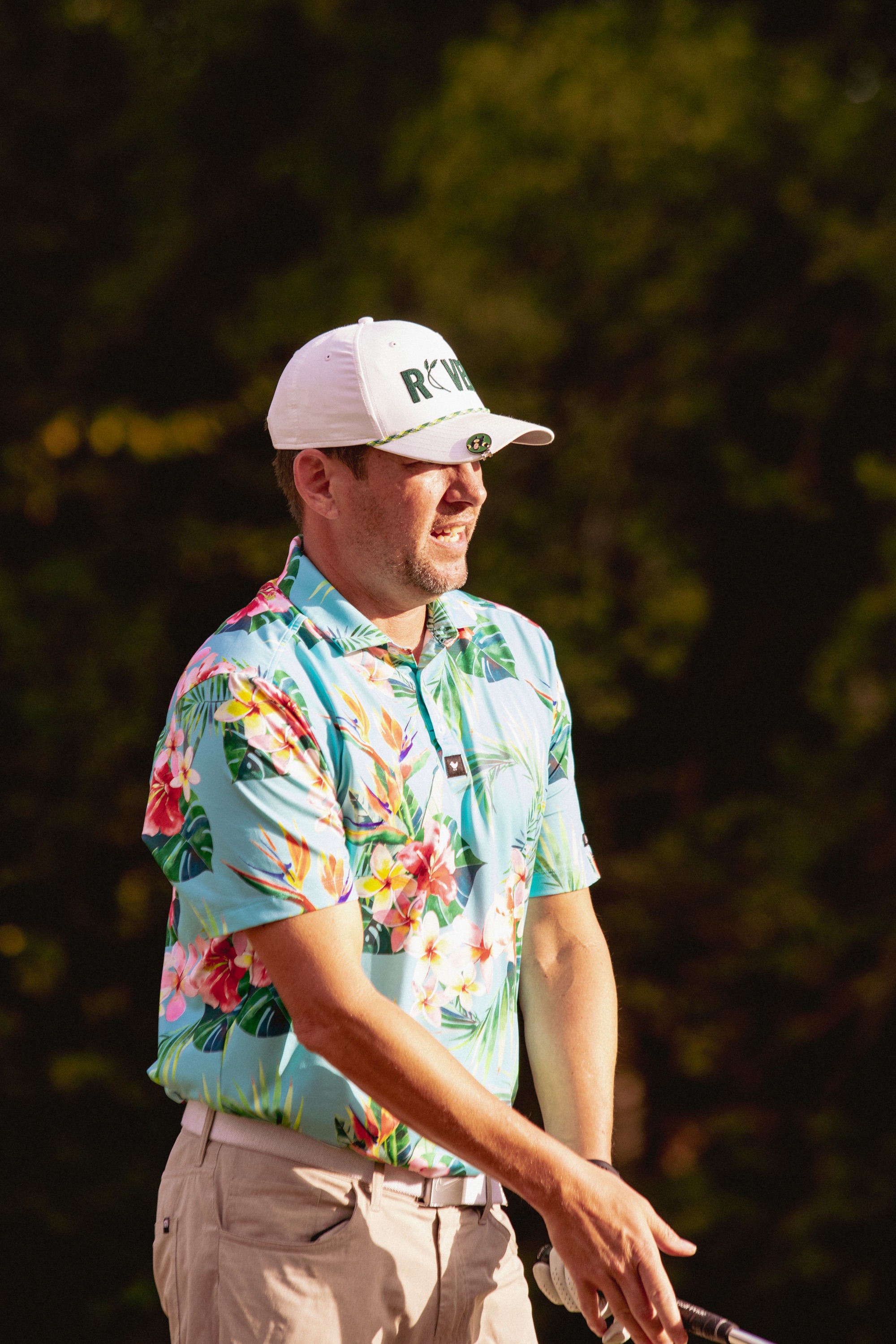Editorial portrait of golfer at sunset